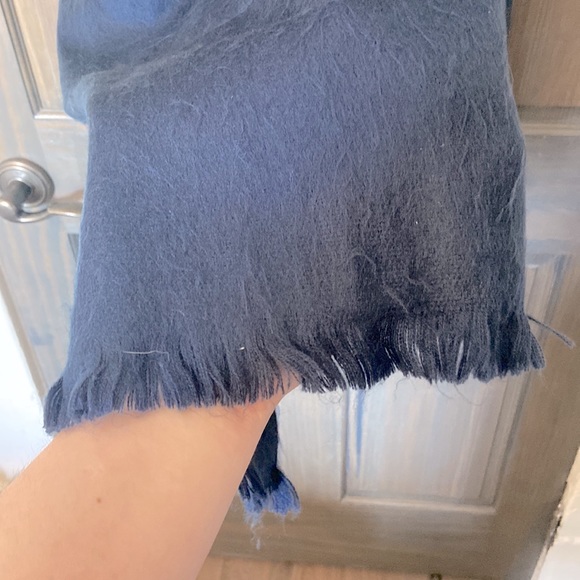 Navy Alpaca Wool Scarf - Picture 2 of 2
